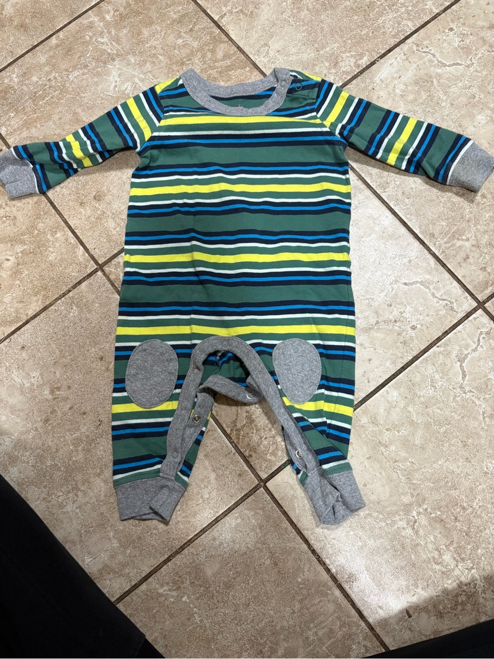 Tea Collection Striped Green & Blue Footed One-Piece
